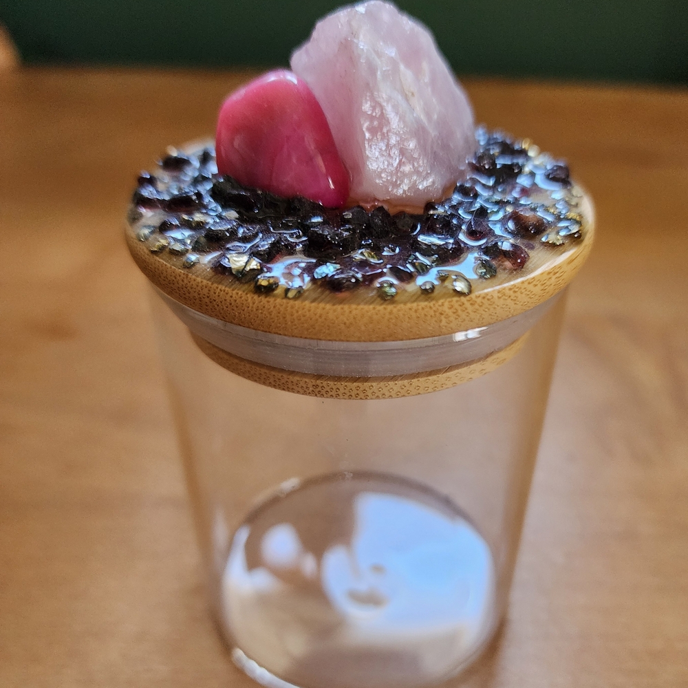 Handmade Decorative Glass Jar with Crystal Lid